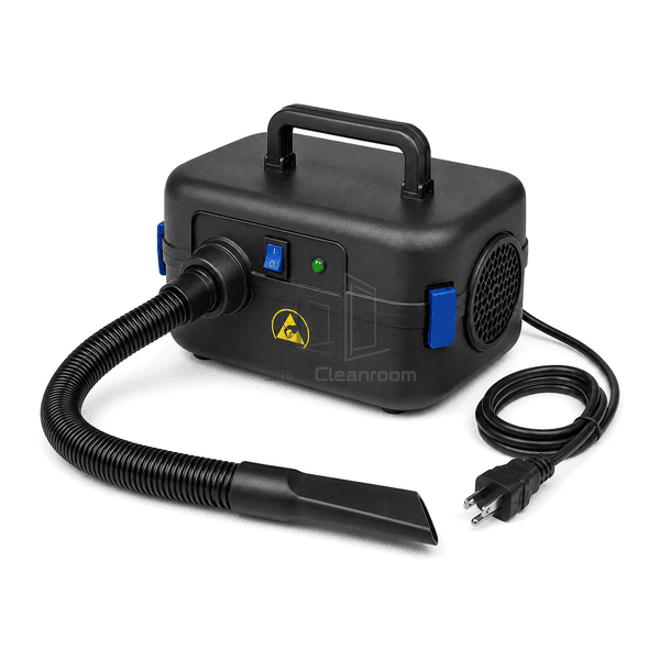 Complete ESD vacuum view emphasizing conductive hose coupling and filter-compartment latch