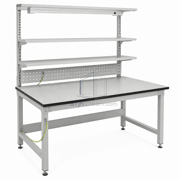 esd-workbench-grounding-connection-view.jpg` — `Complete ESD workbench view emphasizing grounding stud, bonding lead and worktop edge