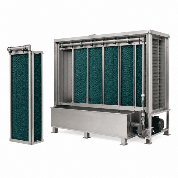 Evaporative humidifier with one media cassette removed