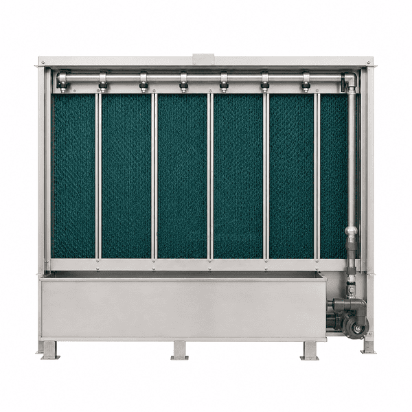 Front elevation of the same evaporative media module
