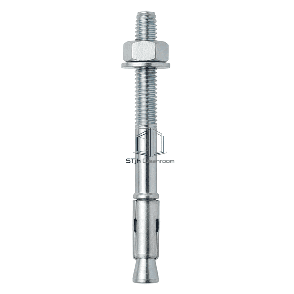 Upright front view of expansion anchor sleeve cone washer and nut