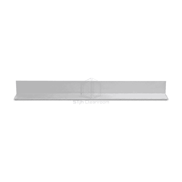 Horizontal full-length aluminum outside corner angle for cleanroom panels
