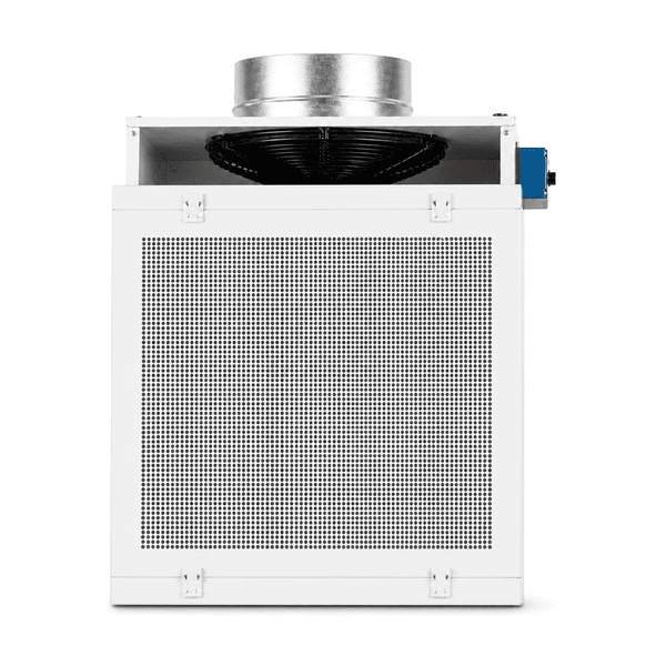 Upright room-side view of the fan-powered HEPA module perforated diffuser