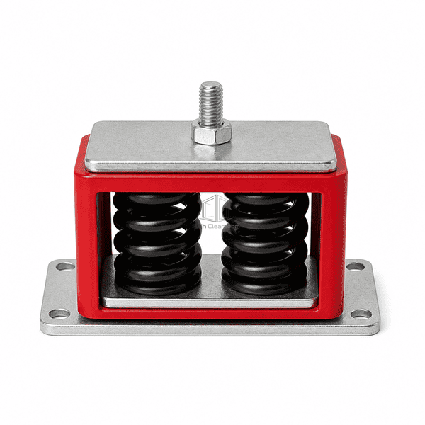 Low side profile showing isolator housing depth and plate stack