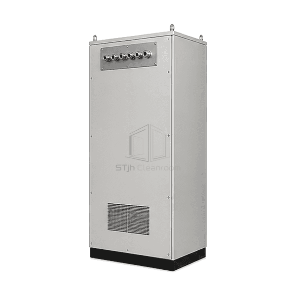 Top-side view of central FFU control cabinet cooling vents and cable gland plates
