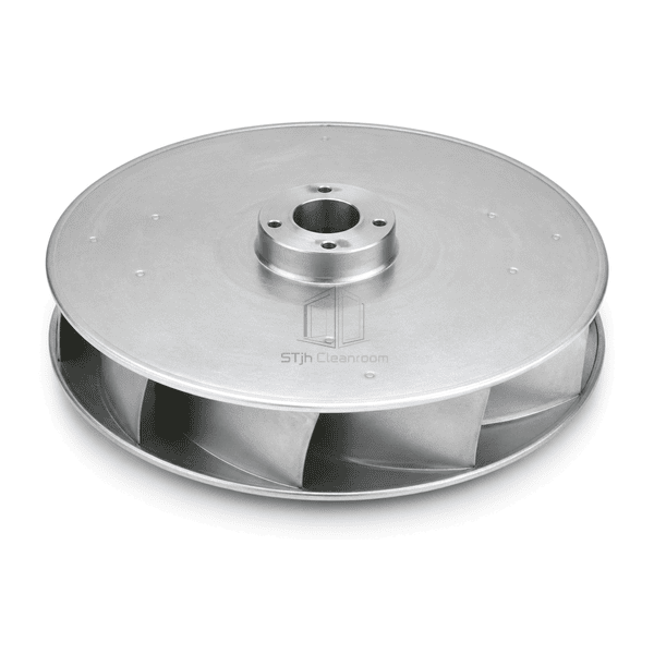Reverse horizontal view of the complete FFU fan impeller backplate and hub