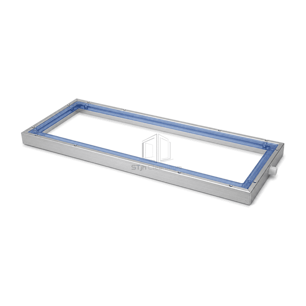 Horizontal view of the complete FFU gel-seal frame and capped fill port