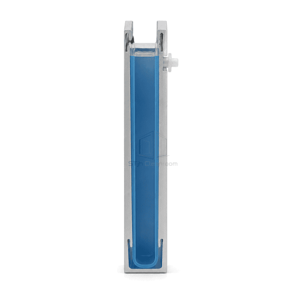 Cross-sectional side view showing the FFU gel trough depth and retaining lips