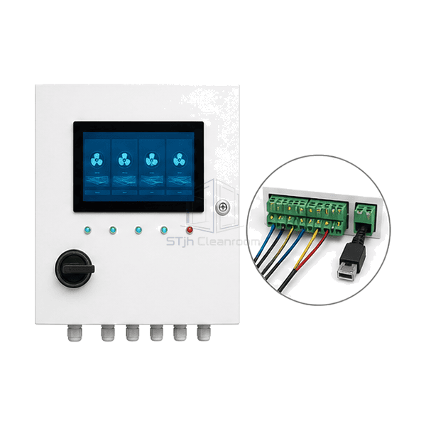 Complete FFU group panel with magnified detachable zone output and alarm terminals