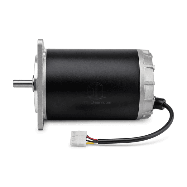 Full side profile showing the FFU motor housing depth, shaft and cable assembly
