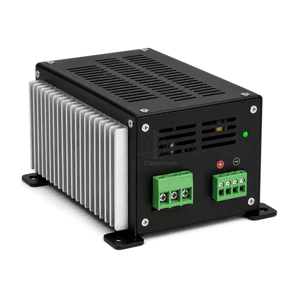 Side profile showing the FFU power supply enclosure depth and ventilation slots