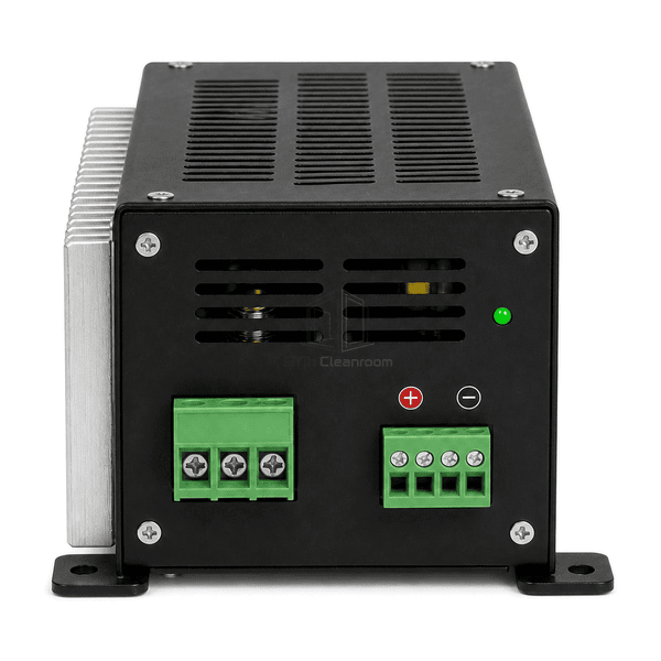 Straight front view of the FFU power module terminal blocks, fuse holder and status LED