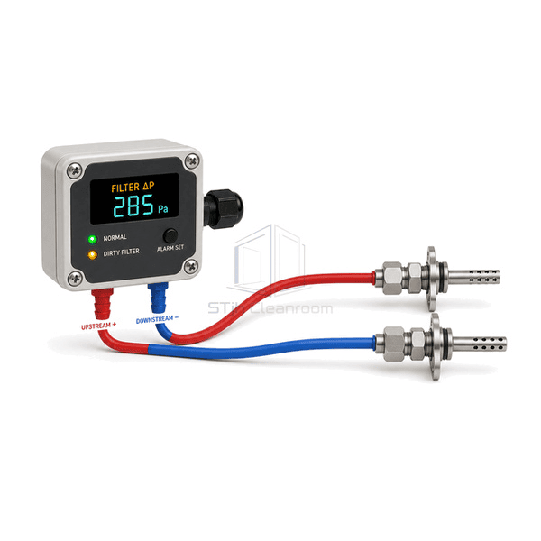 Horizontal arrangement of filter sensor, paired tubes and upstream-downstream taps