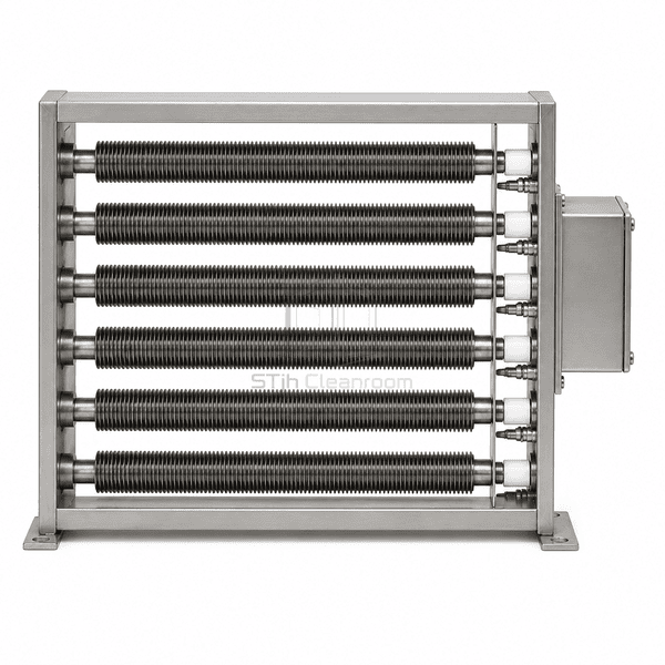 Front elevation of the same six-element electric heater