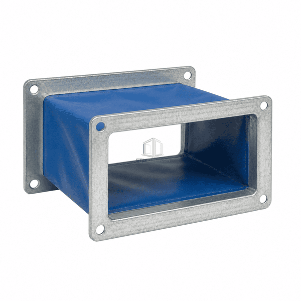 Complete horizontal view of a rectangular flexible duct connector