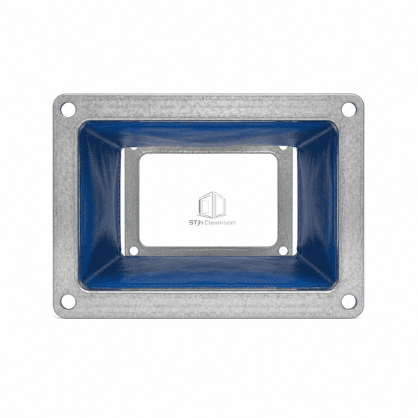 Front view through the flexible rectangular duct connector passage