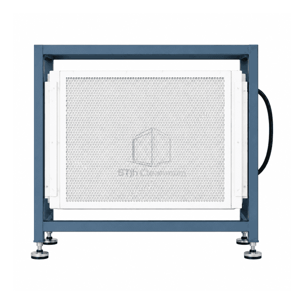 Full upright front view of the floor-standing FFU and elevated perforated clean-air face
