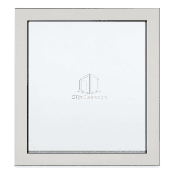 Front view of a flush-mounted cleanroom observation window