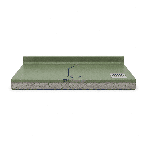 Wide food-grade PU cement floor sample with seamless textured surface and drainage fall
