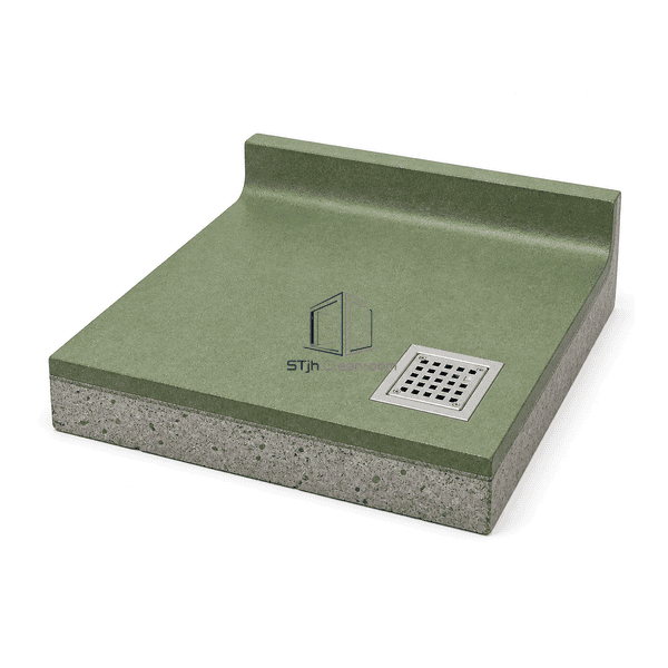 Side cutaway of polyurethane cement floor showing aggregate matrix and substrate bond
