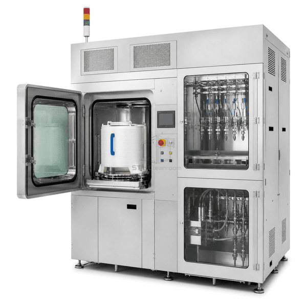 Complete FOUP cleaning system with open load port and nozzle interface