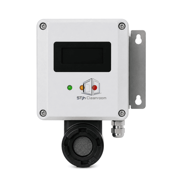 Front view showing gas concentration display and alarm indicators