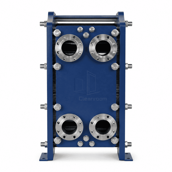 Front elevation of the same plate heat exchanger frame