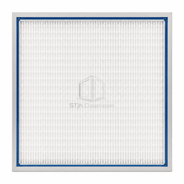 Front view of mini-pleat HEPA media inside the gel-seal frame