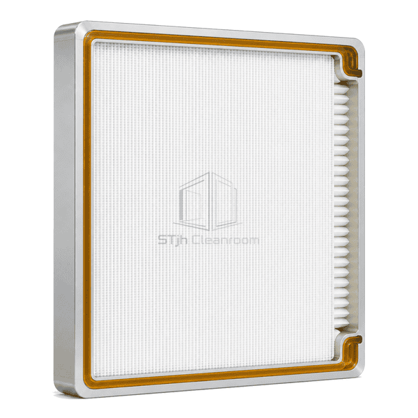 Side cutaway showing ULPA mini-pleats and recessed gel trough