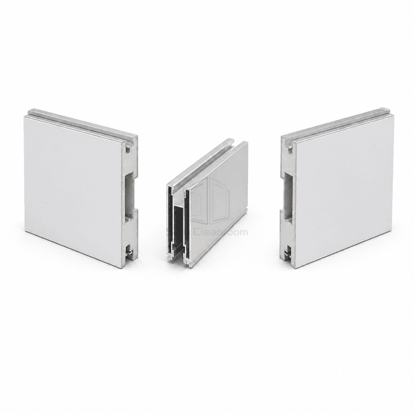 Close-up of two panel edges seated and sealed inside an H-section connector