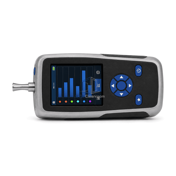Handheld particle counter in a complete horizontal transport orientation