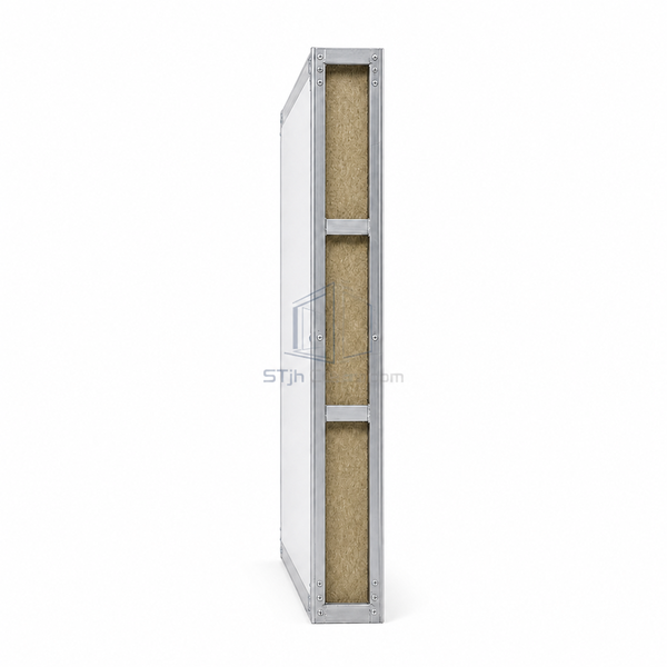 Handmade cleanroom panel frame and core side view