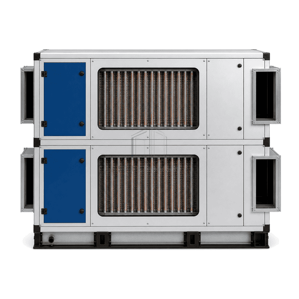 Front coil-face view of divided heat-pipe recovery module