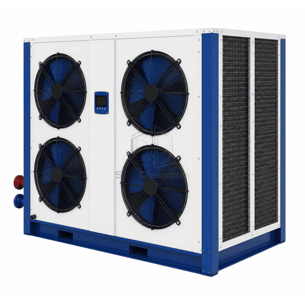 Complete multi-fan air-to-water heat pump unit