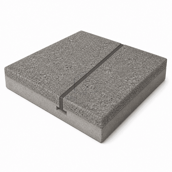 Heavy-duty epoxy mortar flooring mockup with a keyed sealed joint