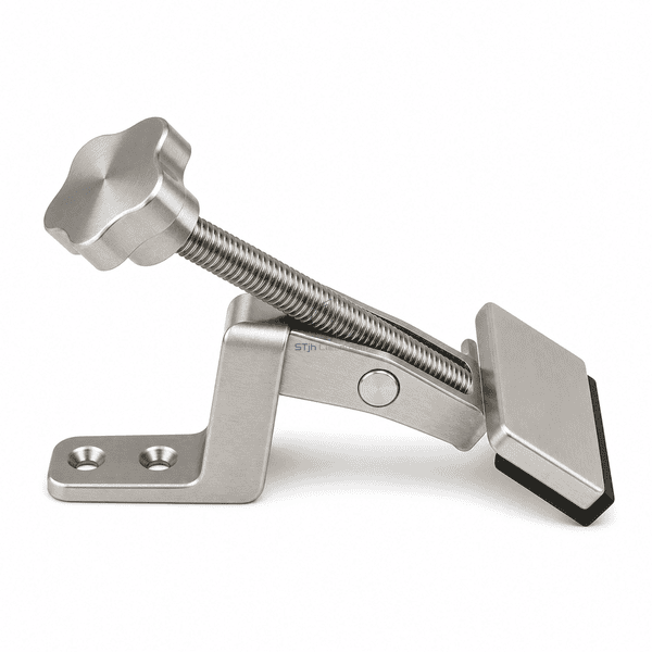 Complete horizontal view of a stainless swing-bolt HEPA filter clamp
