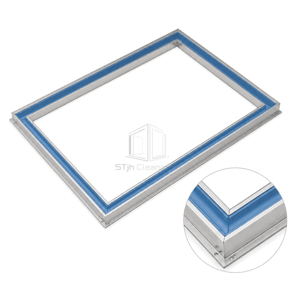 Close view of sealed gel-channel corner and knife-edge interface