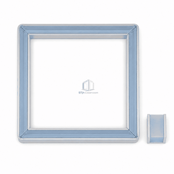 Top view of a complete square cleanroom HEPA gel seal assembly