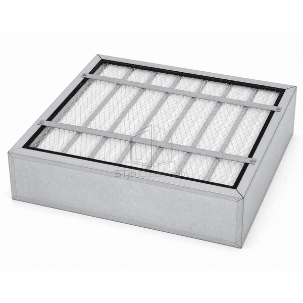 Complete horizontal high-airflow rigid filter with metal cell sides