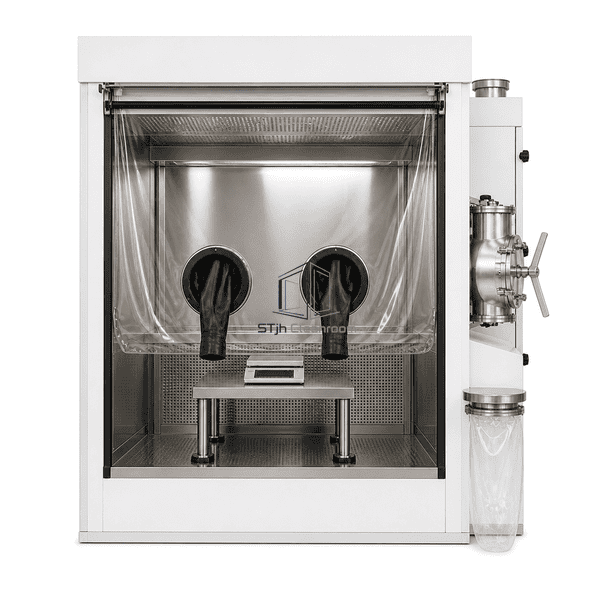 Front view of the pressure-controlled potent powder work zone