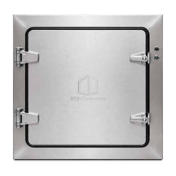 Front view of high-seal pass box with door status indicators