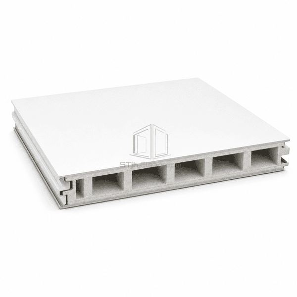 Framed edge and hollow core detail of an MgO cleanroom panel
