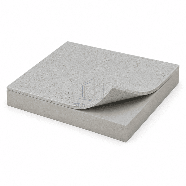 Side section showing the single-layer construction of homogeneous PVC flooring