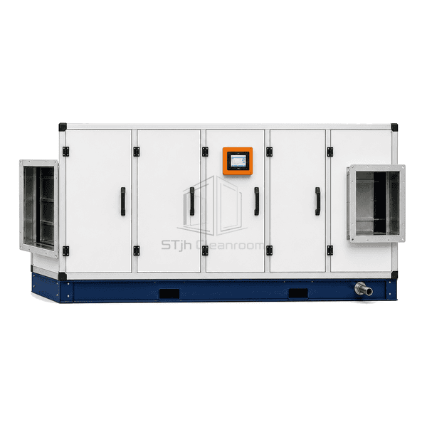 Front end view of horizontal AHU filter and duct connection