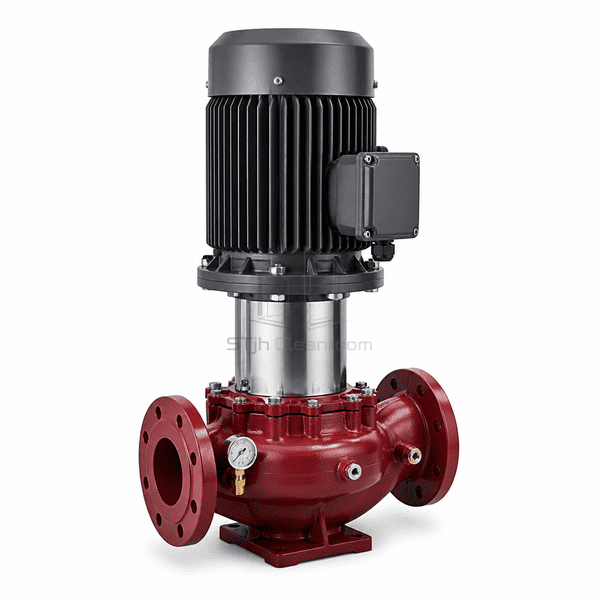 Side view of the vertical pump motor and coupling section