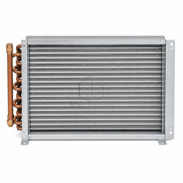 High rear view of the compact reheat coil