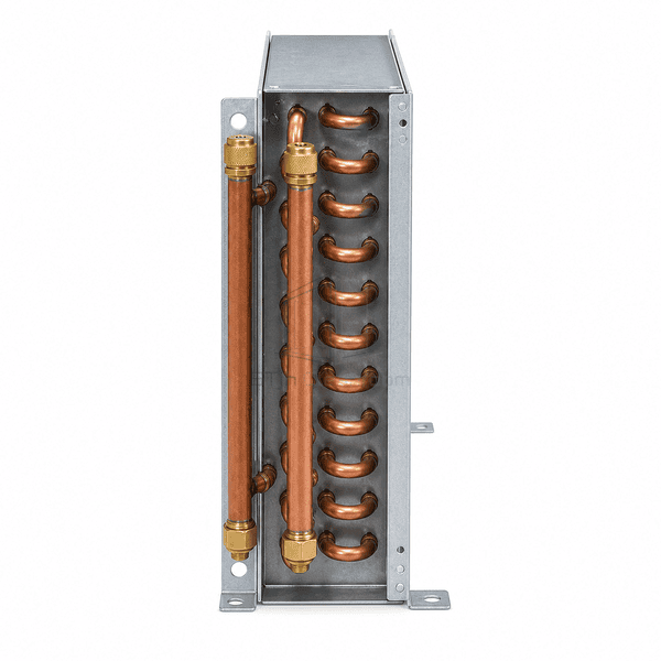 Side view showing the reheat coil single-row depth