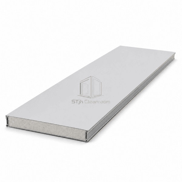 Horizontal full-length HPL-faced cleanroom panel
