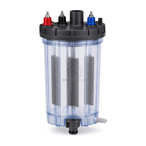 Straight front view of the humidifier steam cylinder with three internal electrode grids