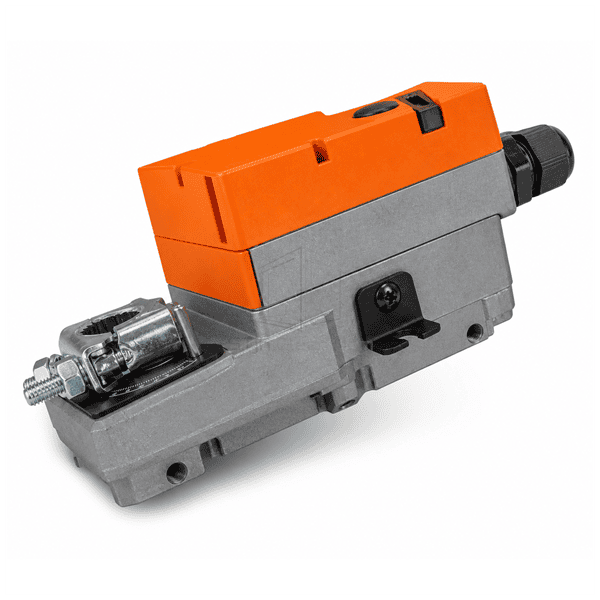 Side view showing universal shaft clamp and anti-rotation bracket